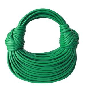 Green Vegan Leather Mini Tubular Double Knot Tote Bag